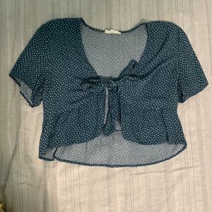 Tie front floral cropped blouse